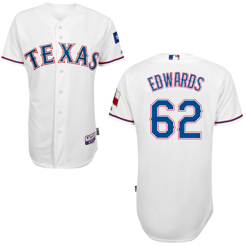 Jon Edwards #62 MLB Jersey-Texas Rangers Men's Authentic Home White Cool Base Baseball Jersey